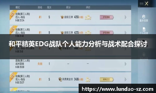 和平精英EDG战队个人能力分析与战术配合探讨